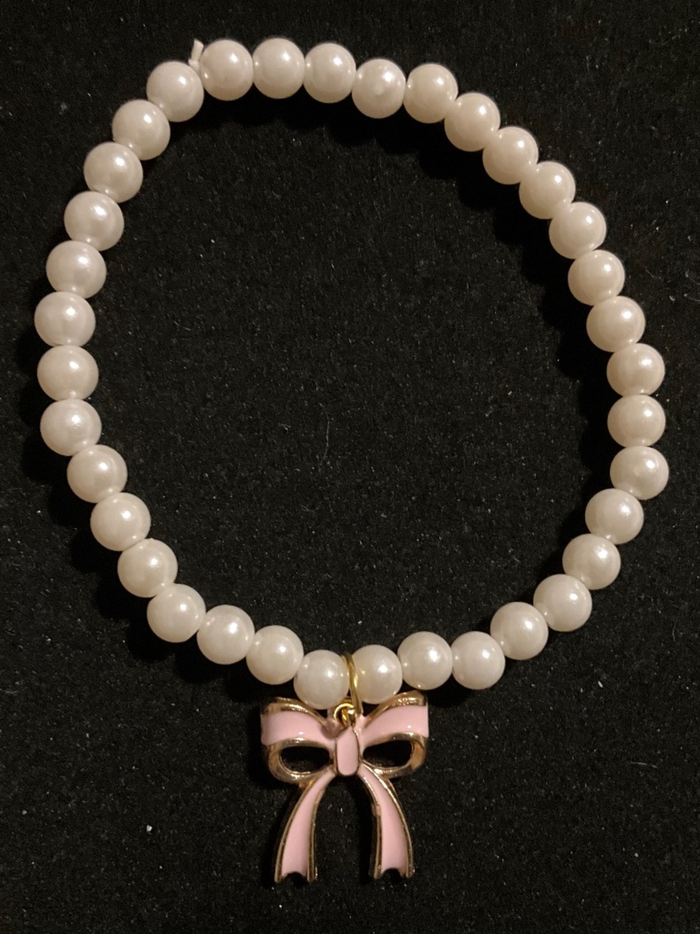 Pink Pearl Pet Collar Necklace with Bow – Medium Adjustable Dog/Cat Jewelry